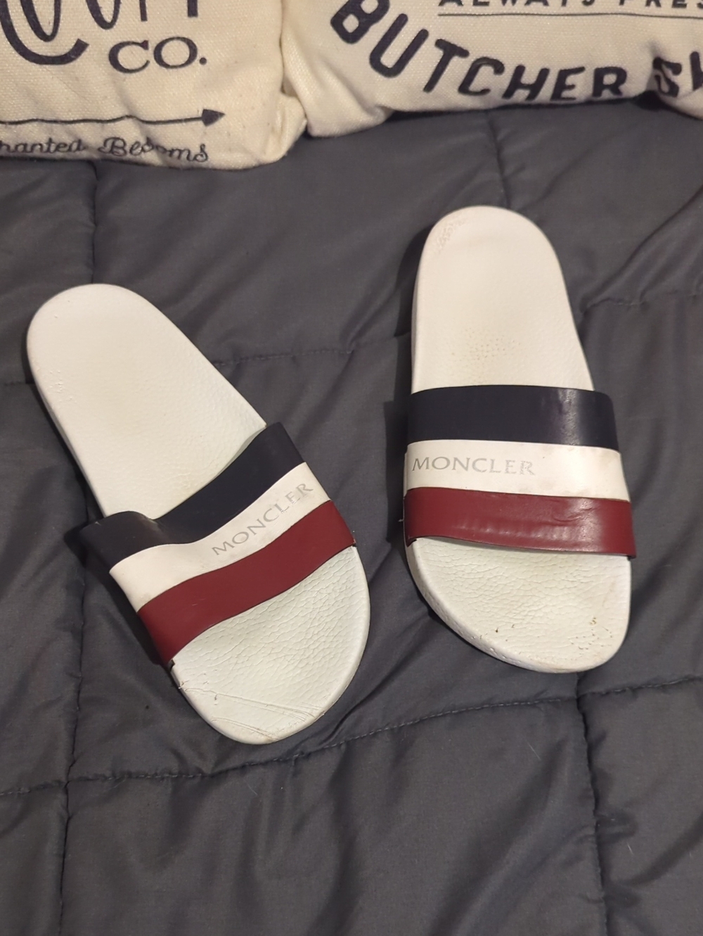 Authentic Moncler White Slide Sandals Size 12